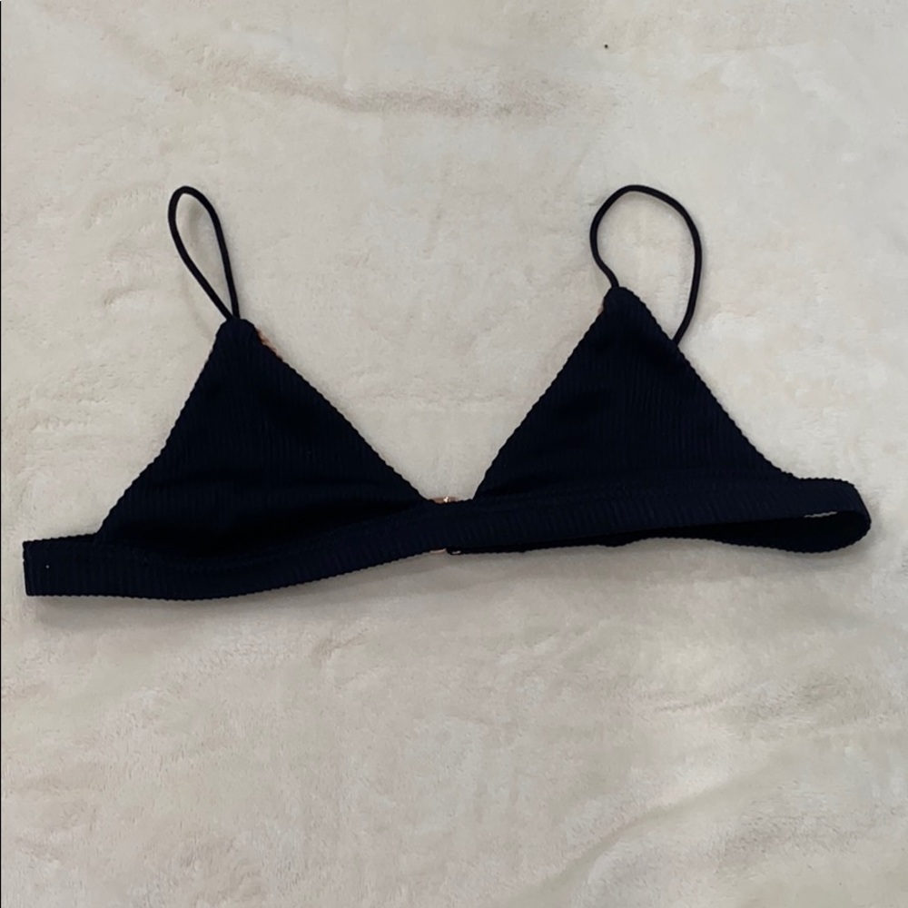 Black ribbed Triangle bikini top